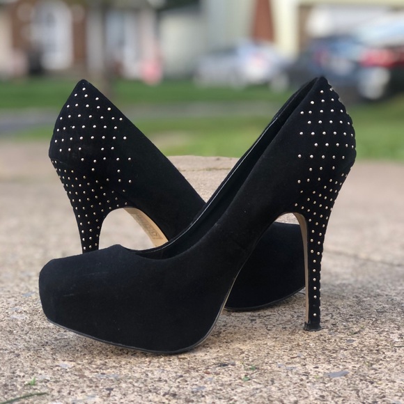 Platform Pumps - Black with Gold Studs - Picture 4 of 13